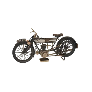 Side view of a detailed 3D model of a vintage 1912 Norton motorcycle with black frame, spoked wheels, and saddle seat.
