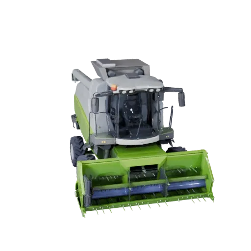 Modello 3D Mietitrebbia, vista studio tre quarti, asset veicolare pronto per Blender con silhouette costruita appositamente e