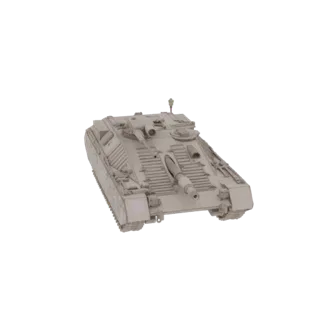 3D model of a modern main battle tank, viewed from a three-quarter front angle, against a white background.