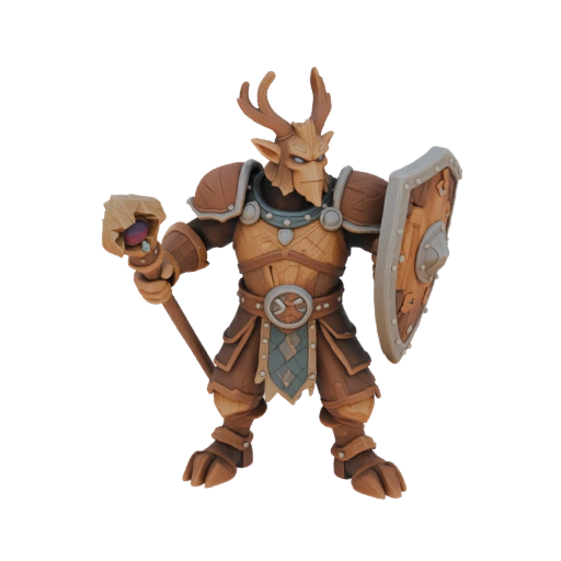 Forest Warrior with Shield and Staff