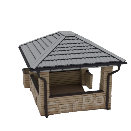 Modern Brick Gazebo 3D Model