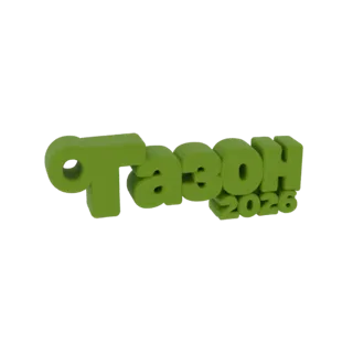 Ein 3D-Rendering des grünen Textes 'Gazon 2026' in einer fetten, abgerundeten Schriftart, präsentiert als eigenständiges Logo