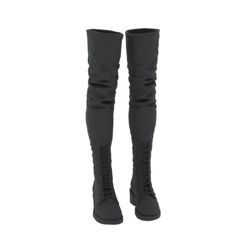 Black Thigh-High Lace-Up Boots 3D Model