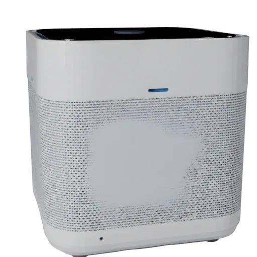 Minimal Smart Speaker Stylized 3D model, stylized isometric render, showing white plastic, compact device geometry.