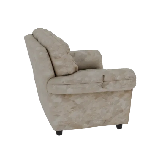3D model of an armchair with soft upholstery and a crystal-like pattern on a white background