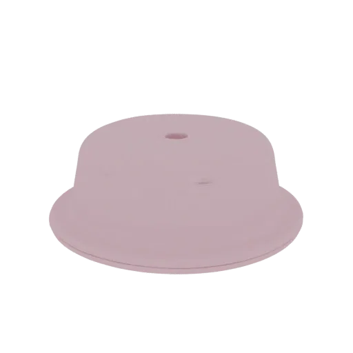 3D-Modell eines runden hellrosa Möbelknopfs mit glänzender, kuppelförmiger Oberfläche.