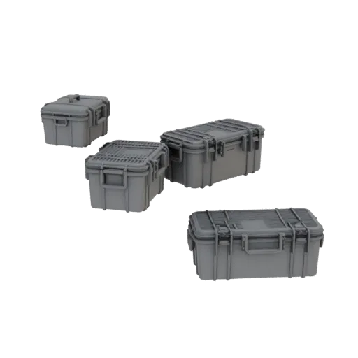 Utility Ammo Case Printable 3D model, isometric STL render, showing plastic, usable openings.