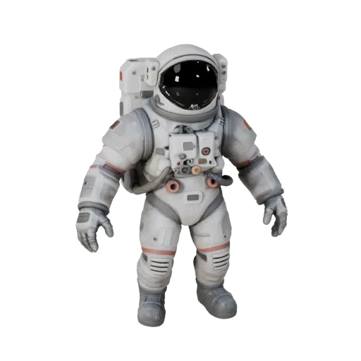 Astronaut Suit Modular 3D model, isometric modular kit view, showing emissive strips, strong prop silhouette.