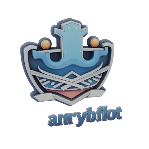 3D model of Oceanrybflot inscription as a stylized emblem with an anchor