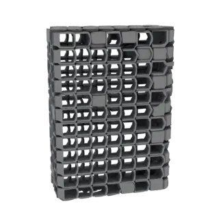 3D model marker organizer with hexagonal honeycomb structure, showing alternating solid prisms and open cells
