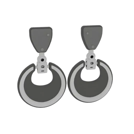 Drop Hoop Earrings print ready 3D model, isometric studio render, showing earring form, surface, and scale cues.