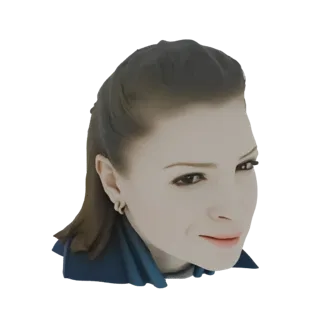 Busto 3D da atriz Anna Kendrick, apresentando seu penteado característico e um leve sorriso.