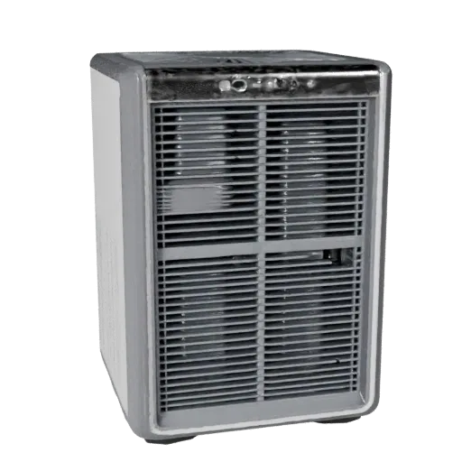 Retro Air Purifier Modular 3D model, home interior, isometric modular kit view, plastic detail.