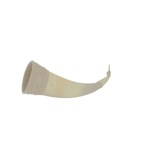 3D model of an ornate drinking horn with a decorative band around the opening, rendered against a white background.