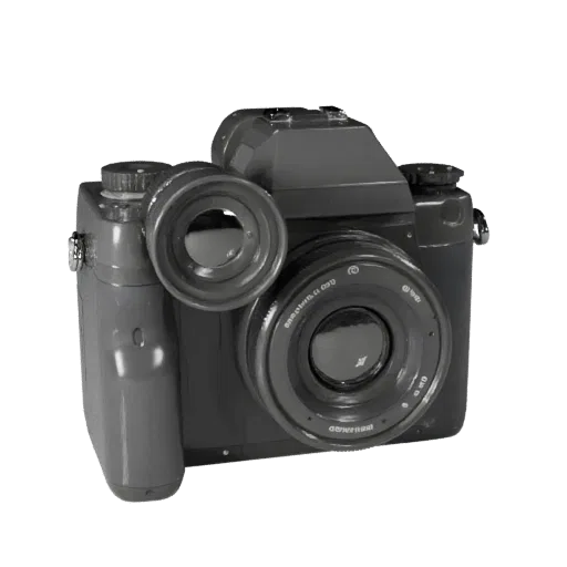 Cinema Video Camera Modular 3D model, isometric modular kit view, showing textured grips, lens barrels.