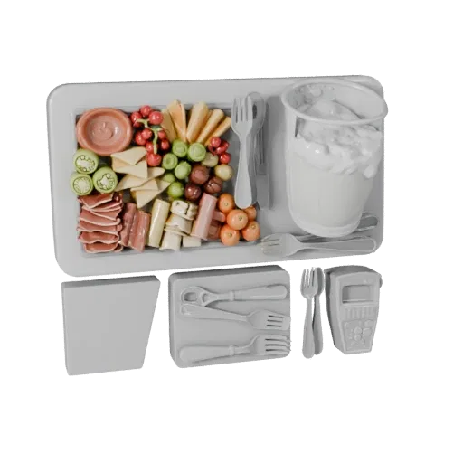 Banquet Charcuterie Board Printable 3D model, isometric STL render, showing ceramic, arranged serving layout.