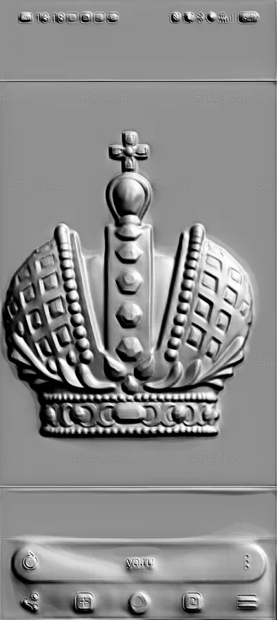 3D model of the Imperial Crown of the Russian Empire bas-relief, front view
