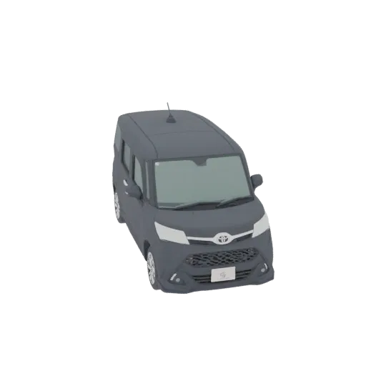 Top-down view of a dark gray, modern compact MPV 3D model with a clean design and subtle details.