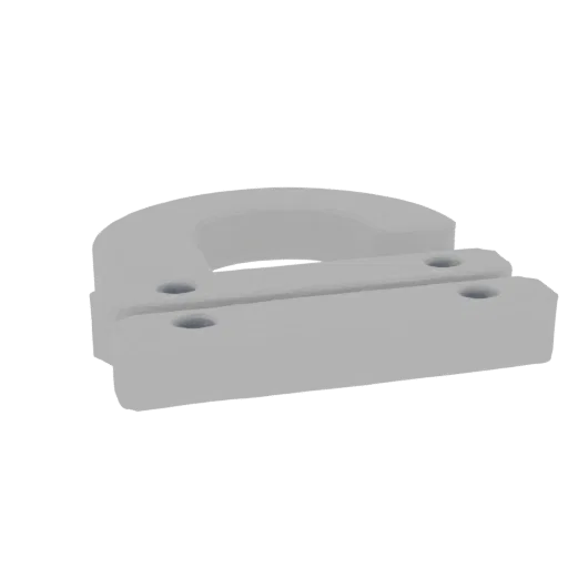 3D model of a plastic C-clip for a case, side view