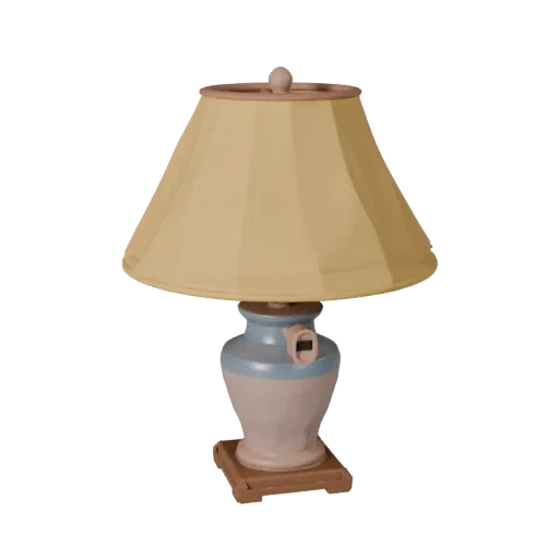 Ceramic Table Lamp Stylized 3D model, home interior, stylized isometric render, metal detail.