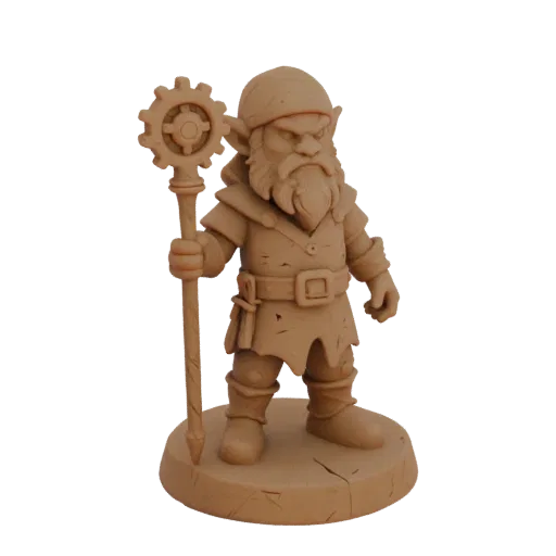 Medieval Dwarf Druid Miniature STL