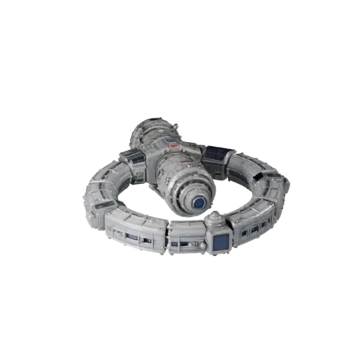 Orbital Docking Hub Modular 3D model, isometric modular kit view, showing metal modules, modular station layout.