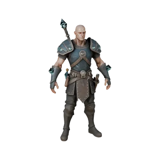 Personagem 3D Artesão NPC Medieval, visualização da viewport do motor, ativo pronto para animação com pose em pé e PBR