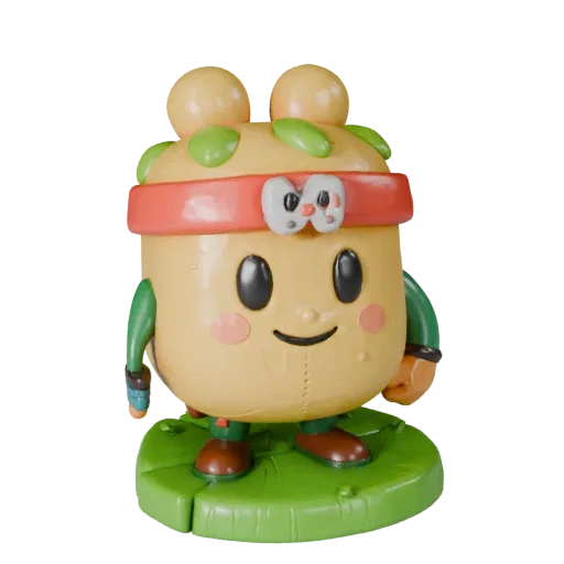 Fantasy Food Mascot high poly 3D model preview showing pose, studio close-up view, expression and smooth toy surfaces