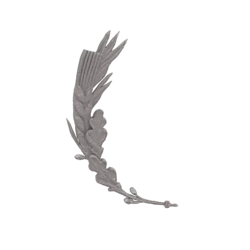 3D model render of an ornate wreath with detailed laurel and oak leaves, presented on a white background.