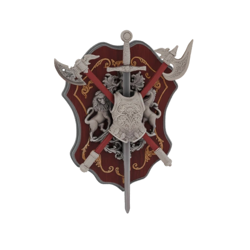 Medieval Heraldic Shield with Crossed Weapons