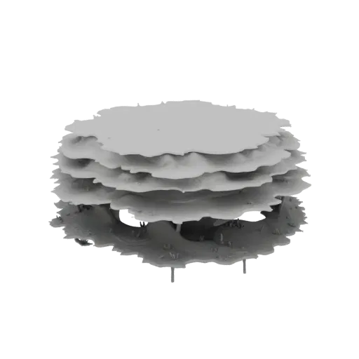 Moonlit Marsh Biome Printable 3D model, isometric tabletop STL render, showing terrain layers, mud shelves.