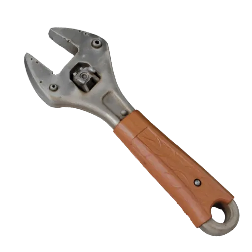 Vintage Wrench 3D model, three-quarter front view, Unreal Engine viewport, showing painted metal, form detail.