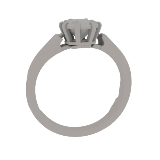 Diamond Solitaire Ring 3D model, three-quarter front view, AR viewer studio render, diamond setting.