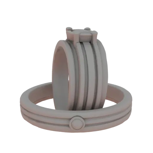 Goldener Stapelring 3D-Modell, Dreiviertel-Frontansicht, AR-Viewer-Studio-Rendering, Gold-Finish.
