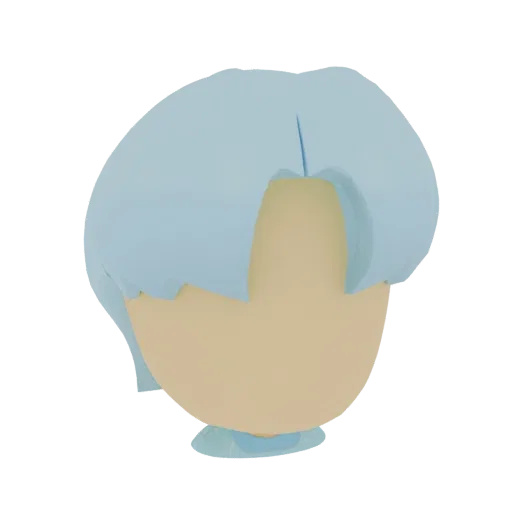 3D model of a light blue anime-style bob haircut, viewed from the side.