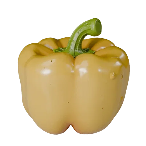 Chopped Bell Pepper Printable 3D model, isometric STL render, showing leaf veins, clear vegetable silhouettes.