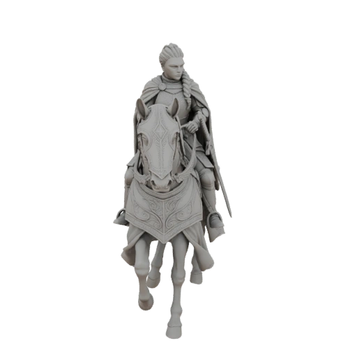 Female Knight on Horseback 3D Model