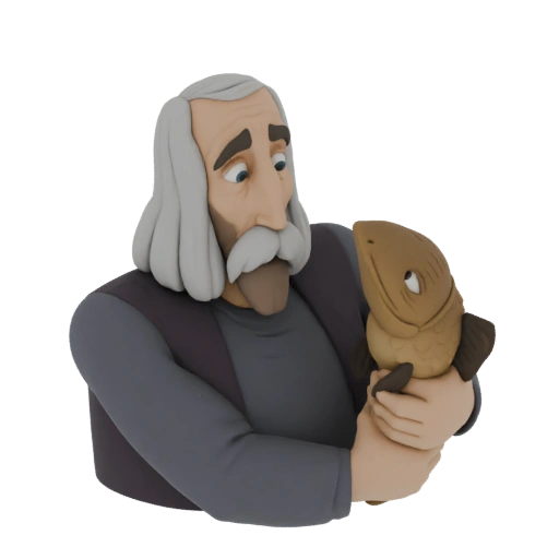 Old Man Holding a Fish