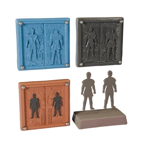 Abstract Meeple Set realistic 3D model preview showing scale, three-quarter scene view, icon shape and table readability