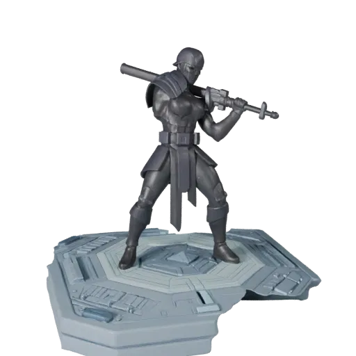 Sci-Fi Resource Token low poly 3D model preview showing scale, three-quarter game view, icon shape and table readability