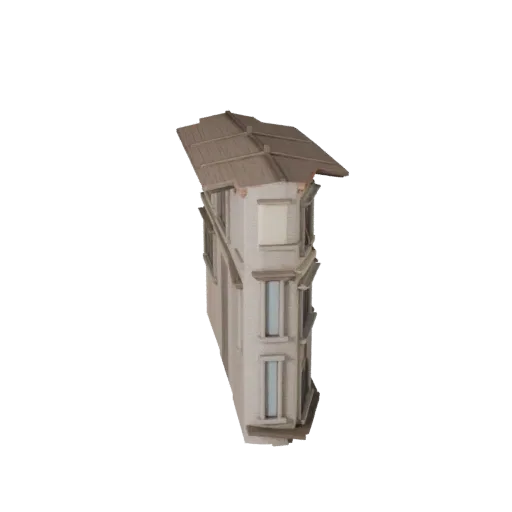 Ornate Facade Blender-ready 3D model, Blender studio render view, showing building facade materials and architectural detail