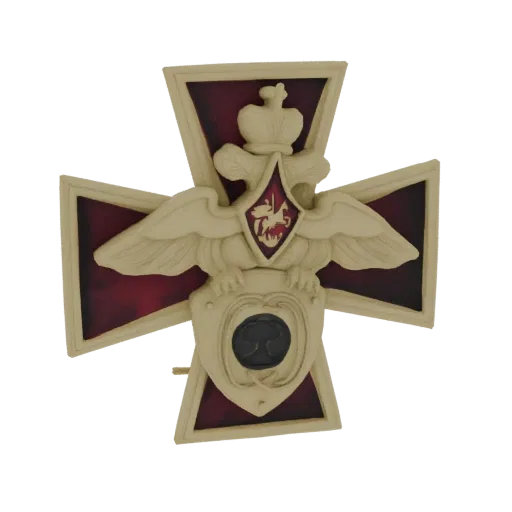 3D model of a cream-colored double-headed eagle emblem with a crown and shield, set against a dark background.