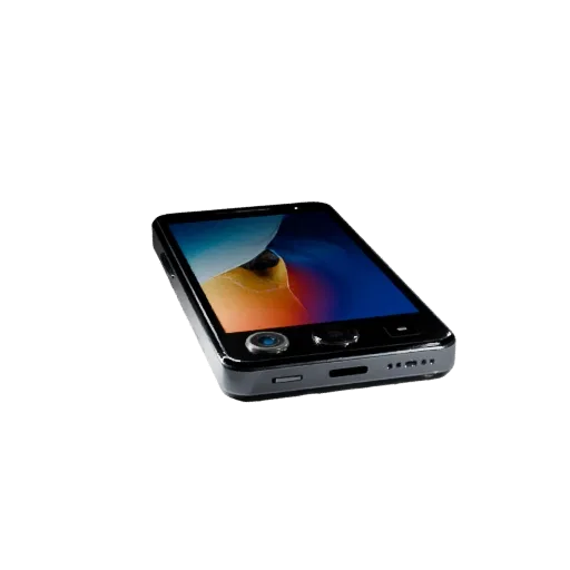 Compact Gaming Phone Product Viz 3D model, three-quarter studio product render, showing glass screens, form detail.
