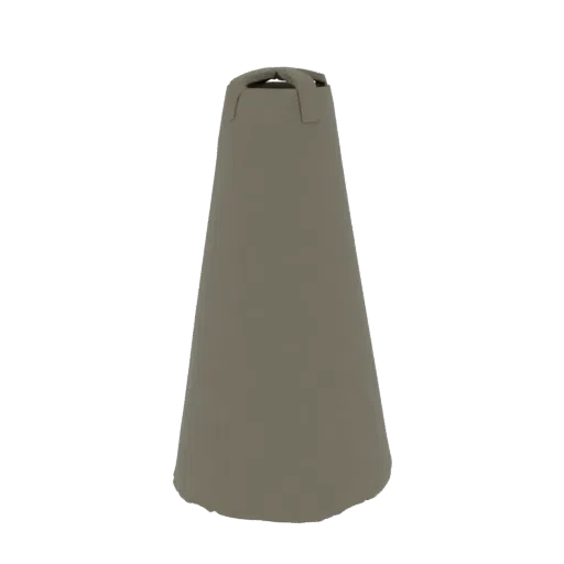 3D model of a gray cone megaphone with a handle at the top, isolated on a white background.