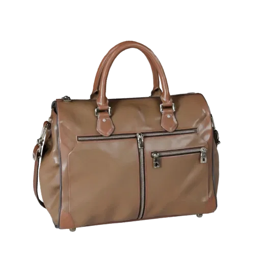 Luxury Handbag 3D model, three-quarter front view, AR viewer studio render, showing leather, bag volume.