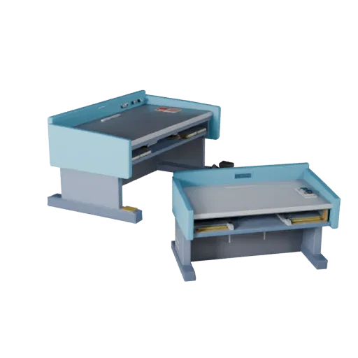 Corporate Desk Organizer Stylized 3D model, stylized isometric render, showing plastic, desk-scale silhouettes.