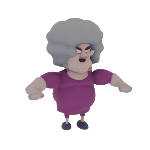 Stylized Granny Character with Afro and Cigarette