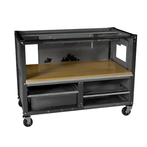 Maker Tool Cart Modular 3D model, isometric modular kit view, showing steel frames, stable fixtures.