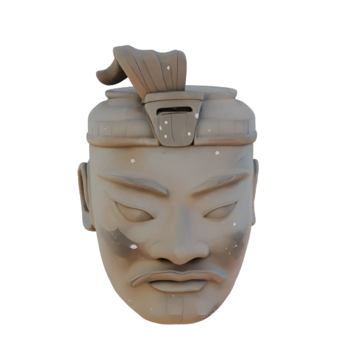 Terracotta Army Warrior Mask, Clay Sculpture Style