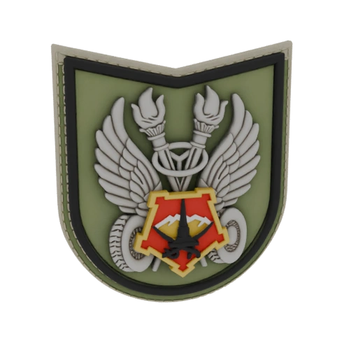 Military Emblem with Wings, Torches, and Mountain Scene 3D Model